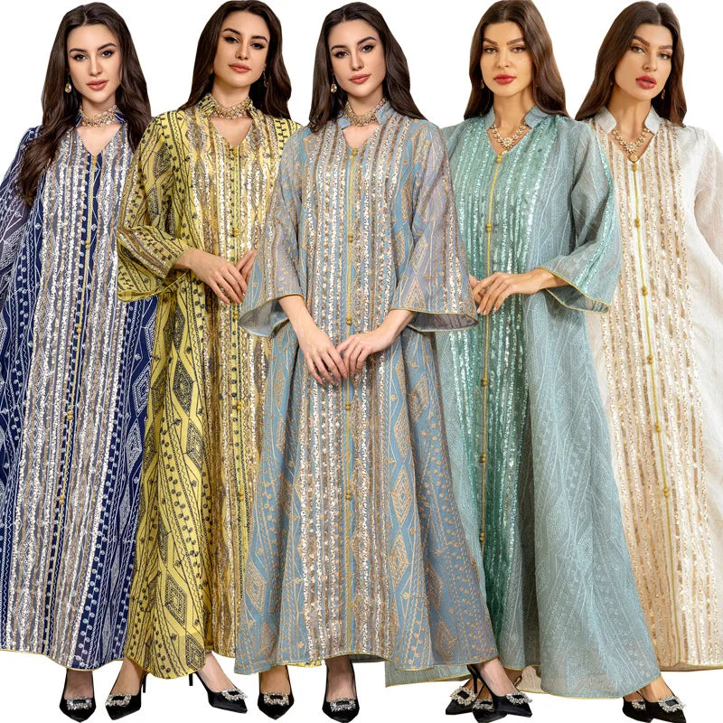 Elegant Dubai Muslim Dress for Women Long Abaya with Embroidery Polyester for Summer and Autumn MOQ 2pcs