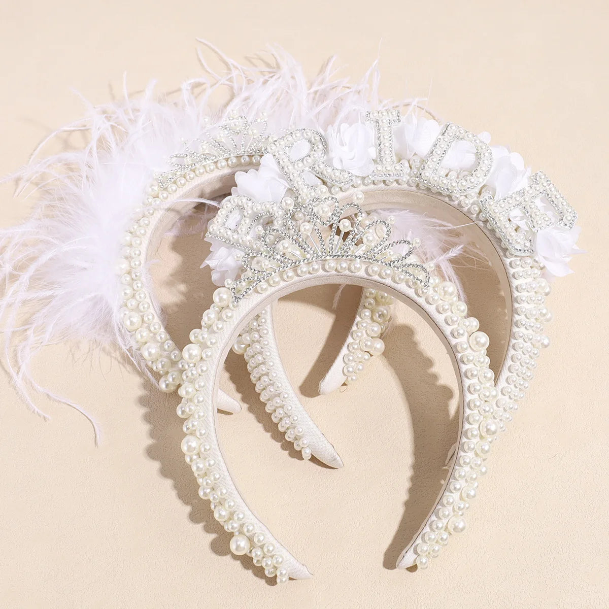 Bride Bridal Gift Pearl Girl Bachelorette Party Decorations Wedding Headband With TRIBE MRS WIFEY Hair Band