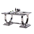 Modern Dining Table Sets 1+6/1+8 Modern Rectangle Marble Top Metal Silver Stainless Steel Customized Size Dining Room Furniture