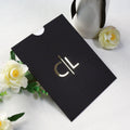Luxury Custom 3D Gold Mirror Acrylic Letters Initials Dark Black and White Pocket Envelope for Wedding Invitation Card
