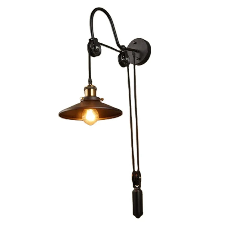Loft Retro Wheels Design Metal Wall Lamps Wrought Iron Black Vintage Industrial Wall Lamp for Restaurant Bars