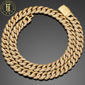 Luxury Men Jewelry Necklace 10mm Real Gold Plated Copper Cubic Zircon Cz Diamond Iced Out Cuban Link Chain