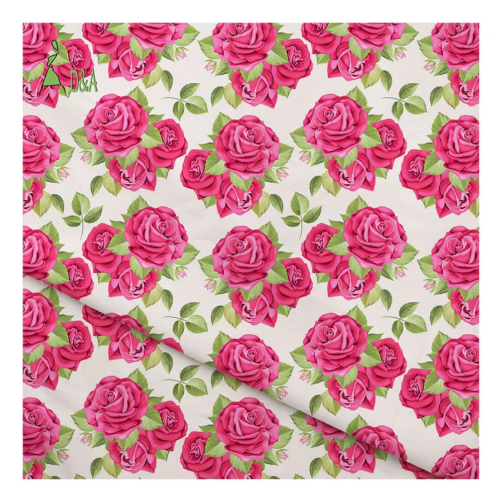 Wholesale 100% Cotton Poplin Fabric Floral Designs Big Red Roses Printed for Clothing Bags Shirts Covers for Boys
