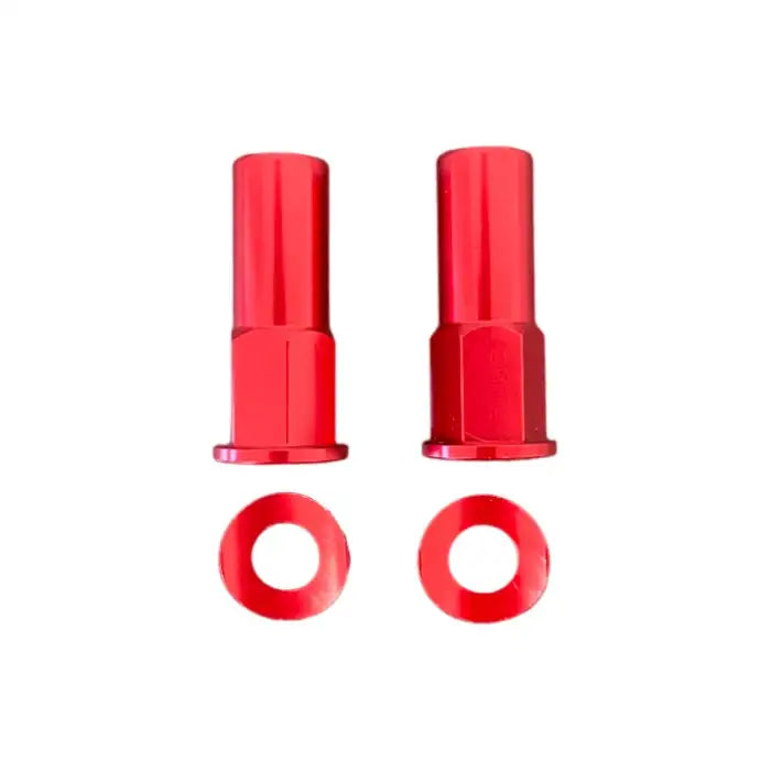 Pair of Red Tire Lock Nuts Model DS88.5095R-7030 Made in Italy for High Visibility and Improved Safety