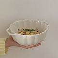 Japanese Ceramic Chrysanthemum Binaural Soup Bowl Tableware Large Oven Microwave Ramen Bowl