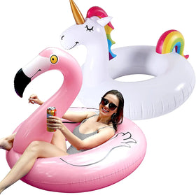 Swimming Toys 42'' Inflatable Durable Pool Floats Flamingo Unicorn Swim Tube Rings EN71 Certified for Kids