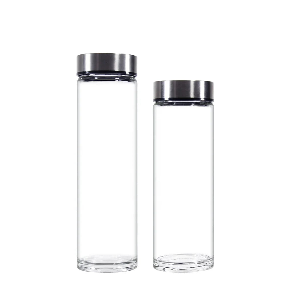 500 1000 ml Customized High Borosilicate Wide Mouth Glass Water Bottle Water Container Water Jar with Stainless Steel Lid