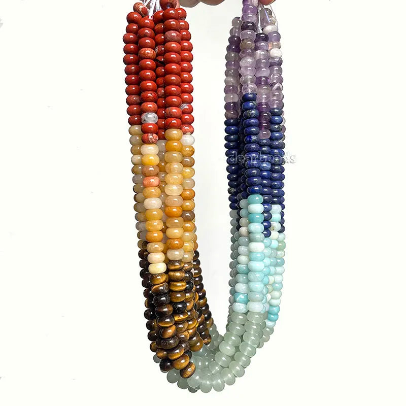 Wholesale Natural 7 Chakra Rondelle Gemstone Loose Beads Abacus Healing Crystal for DIY Jewelry Making 5x8 Mm 38cm Strand