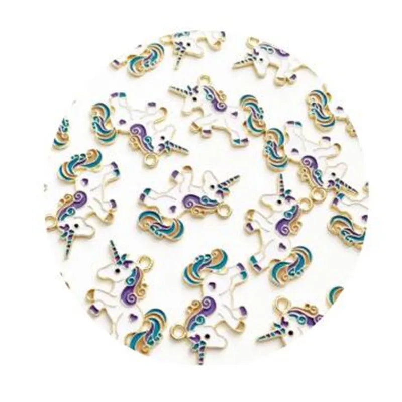 Lovely Unicorn Enamel Charms Lucky Animal Crafts Pendants for DIY Trinkets Necklace Bracelet Keychain Accessories