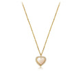 Exquisite Gold Plated Diamond Heart Pendant Necklaces Cross Chain Crystal Rhinestone Fritillaria Heart Necklace for Girls