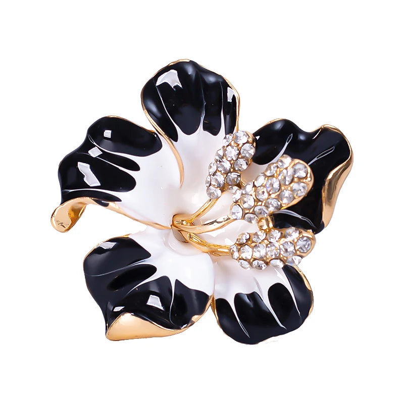 Delicate Bridal Rhinestone Crystal Floral Brooch Enamel Rose Flower Brooch Pin Wedding Accessory
