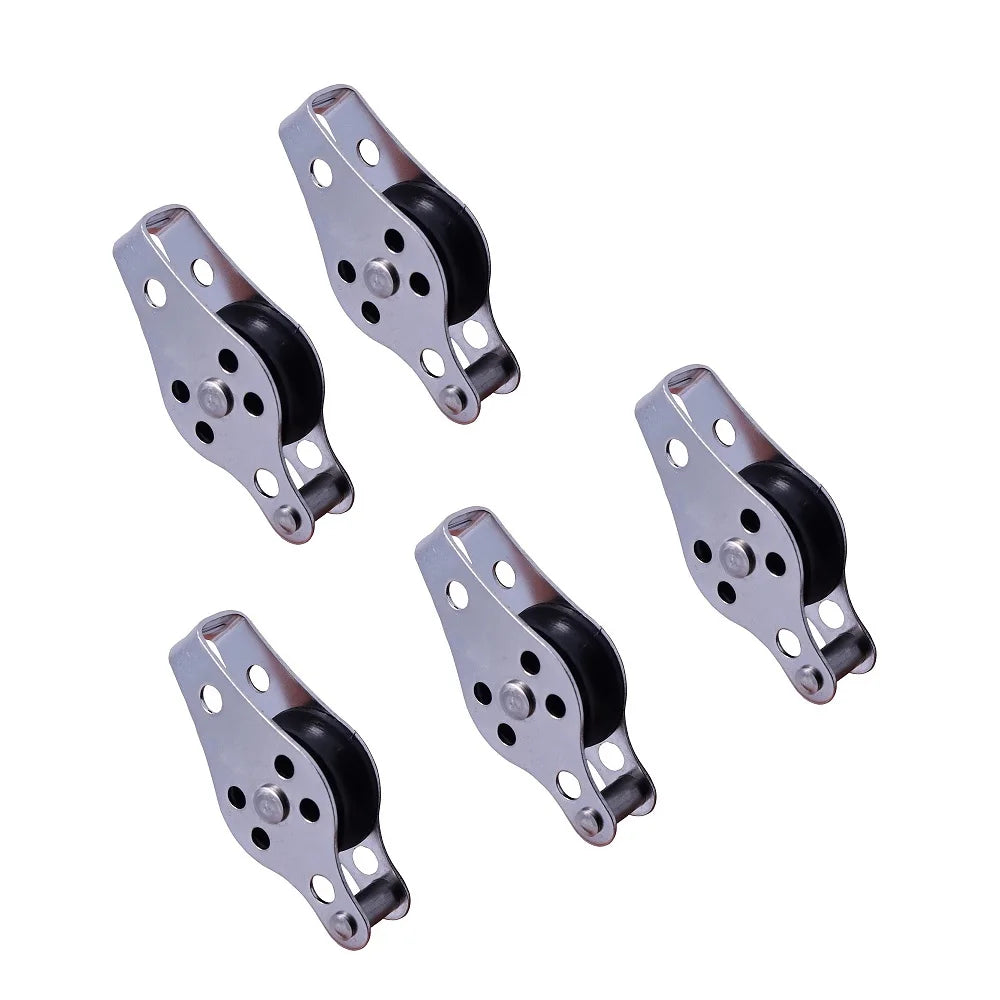 5PCS Stainless Steel 316 Pulley 25mm Blocks Rope Pulley Nylon Sheave Single Lashing Eye for 2mm to 8mm Rope