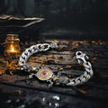 Men's Viking-Inspired S925 Sterling Silver 18K Gold Zodiac Bracelet Retro Brave Vajra Design Fashion Personality Gift Letter