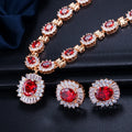 Noble Rose Gold Plated Women Crystal Jewelry Set Zirconia Bracelet Necklace 2 Piece Wedding Gift Party