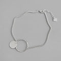 Geometric 925 Sterling Silver Big Hollow Circle Round Anklets for Girls Jewelry 20+3.5cm