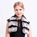 MWFur Luxury Women Fur Collar  Rex Fur Scarves Double-Sided Fur Soft Fashion Chinchilla Rex Rabbit  Scarf