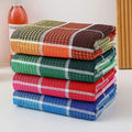 Household Absorbent Cotton Cleaning Cloths Quick Drying Colorful Checkered Cotton Waffle Square Towels for Kitchen Dish