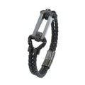 Men's Stainless Steel Bracelets in Black with Gold Plating Leather Accents Beads Stones for Wedding Occasions and Charms-Gift