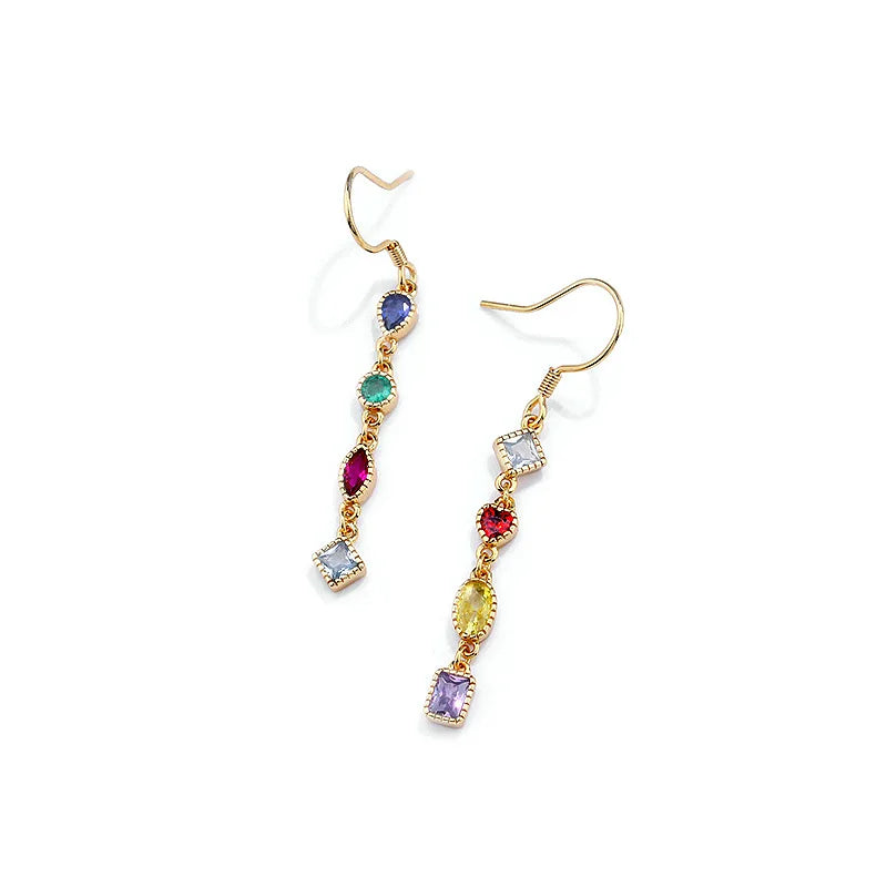 RainbowKing S925 Pure Silver Tassel Earrings Luxurious Long Colorful Zirconia for Women Fine Jewelry Earring