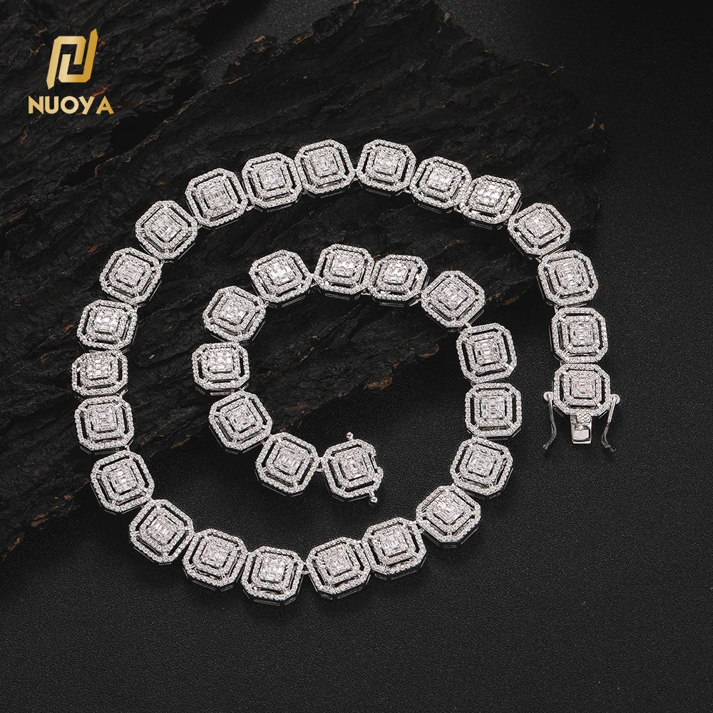 NUOYA Hot Style Luxury Bling 3A CZ Crystal Diamond Rock Sugar Tennis Chain Necklaces for Women