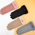 Factory Wholesale Winter De Rong Wool Warm Gloves for Women Elegant Faux Fur Cuff Gloves for Ladies