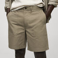 New Arrival Men's 100% Cotton Solid Mid Waist Breathable Quick Dry Bermuda Shorts Zipper Fly Adjustable Casual