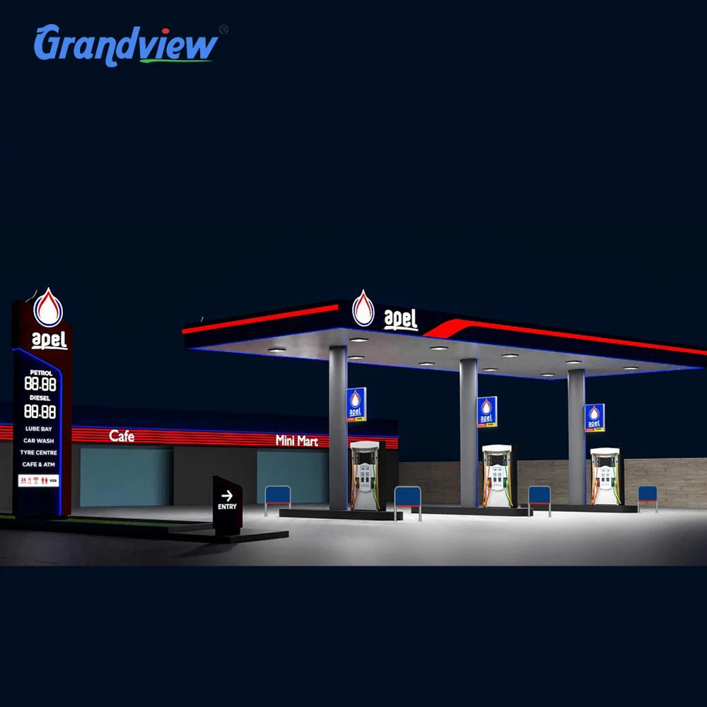 Gas Station Canopy Metal Roof with Digital Poster and SDK Support for Outdoor Fuel Station Signage (OEM/ODM Available)