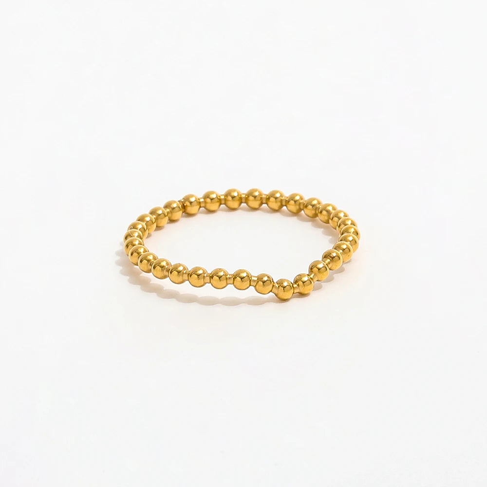 Joolim Jewelry Wholesale 18K Gold Plated Beads Arrow Stainless Steel Ring for Women Statement Ring