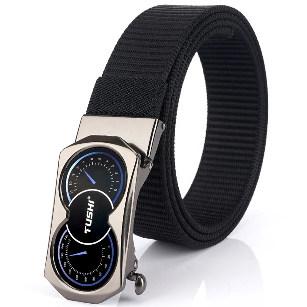 Custom Thickening Nylon Fabric Belts for Men New Automatic Metal Buckle Casual Style Outdoor Tactical Waist Belt