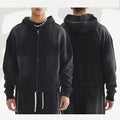 Low Moq Custom Vintage Style Oversized Acid Wash Cropped Distressed Sun Faded Zip up Hoodie for Men