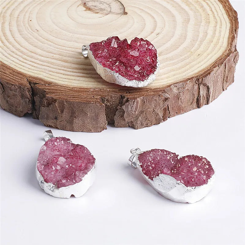 DIY Cheap price electroplate agate druzy pendant set tower beads natural crystals