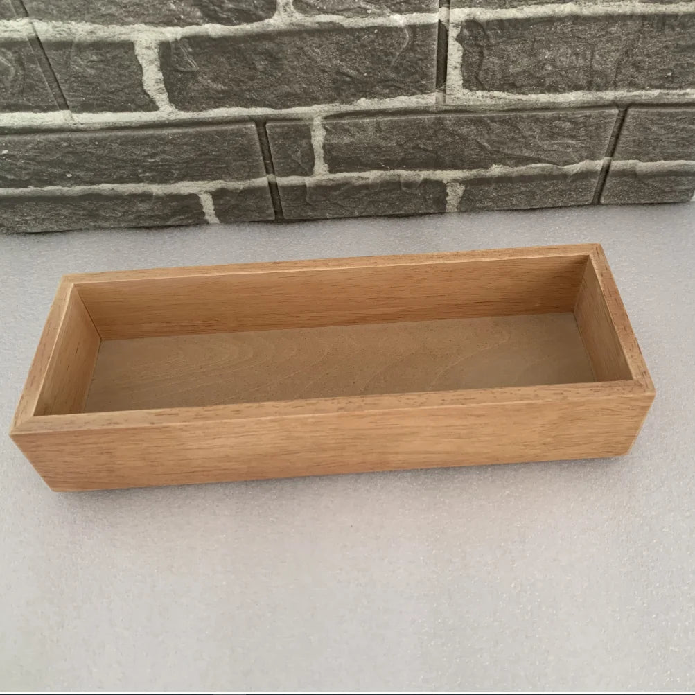Rectangular Wooden Eco-Friendly Floor Type Non-folding Basin Storage Box Kitchen Utensils Tools Meaty Chopsticks Dinnerware for