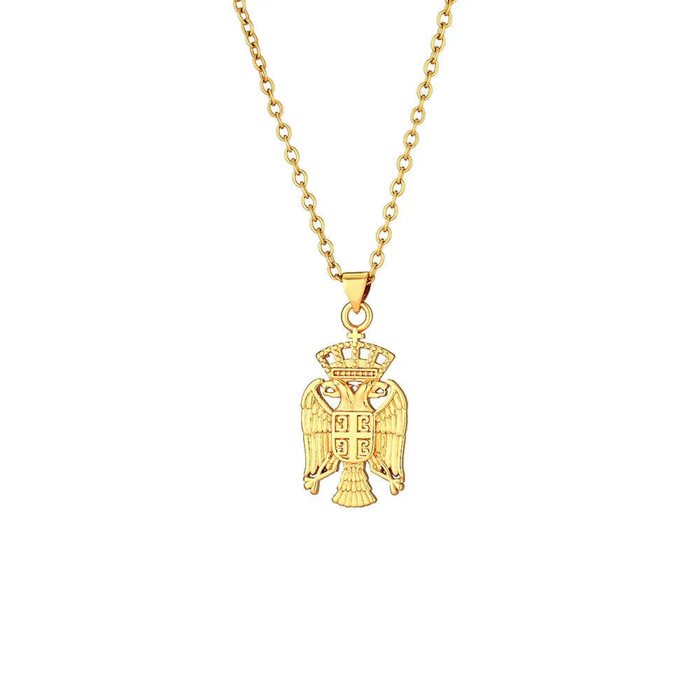 18K Gold Necklace Hot-selling Republic of Serbia Eagle Pendant Necklace Stainless Steel Fine Jewelry Necklace