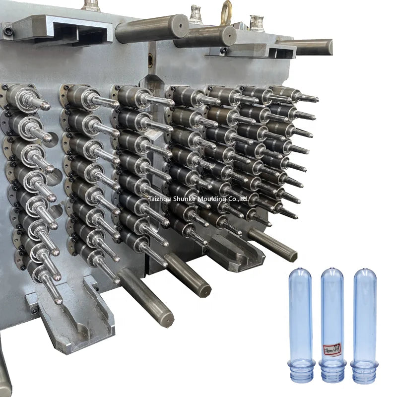 PET Plastic Preform Mould with Self-Lock Valve Pin Gate 32/48/64/72/96 Cavity Water Bottle PET Preform Moulds