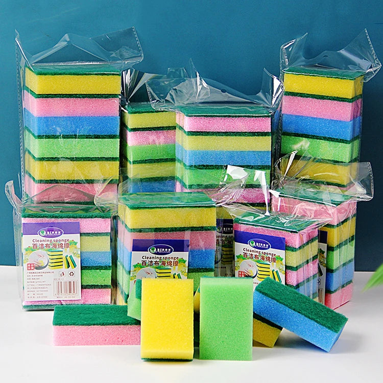 10pcs/bag Household Scrub Kitchen Cleaning Sponge Scourer Customized Wholesale Kitchen Sponge Sink Cleaning Sponge for Kitchen