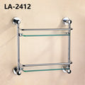 Custom Double Wall-Mounted Brass and Glass Bathroom Shelf with Modern Design Includes Bathroom Towel Rack