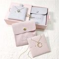 CH Custom Logo Jewelry Packaging Pouch Envelope Snap Button Microfiber Jewelry Pouch with Insert Pad