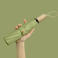 Wholesale Cheap Foldable Sun Umbrella Three-Folding Iron Tube Frame Wooden Handle Manually Controlled Solid Color Umbrella