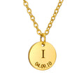 Qiuhan Stainless Steel Dropshipping Mothers Day & Wedding Gift Delicate Initial Disc Pendant Coin Necklace for Her
