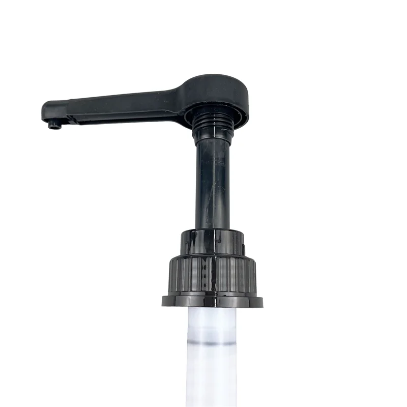 Free Sample 43/410 Plastic Food Grade Non Spill Syrup Pump Dispenser with Sprayer for Juice Honey Gallon Bottle Anti Theft 43mm