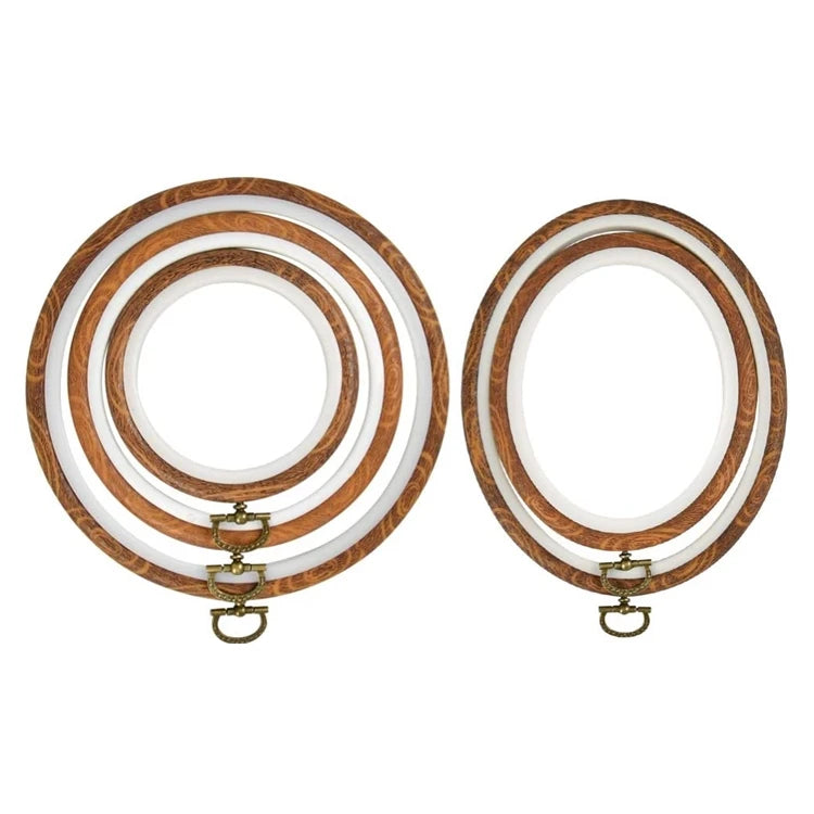 Cross Stitch Hoop Ring Imitated Wood Display Frame-Circle Embroidery Hoops Set