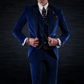 2025 New Royal Blue Velvet Groom Tuxedos for Wedding Men Suits 3 Piece Male Fashion Dinner Wear Jacket Pants Vest Male Costume