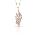 925 Sterling Silver Cubic Zirconia Feather Pendant Necklace – EU Local Stock