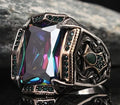 New Fashion Rings Jewelry European and American Vintage Punk Gothic Colorful Crystal Rings for Men
