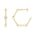 Gemnel Bezel Diamond Bamboo 925 Silver 18k Yellow Gold Hoop Earrings Wholesale Women Jewelry