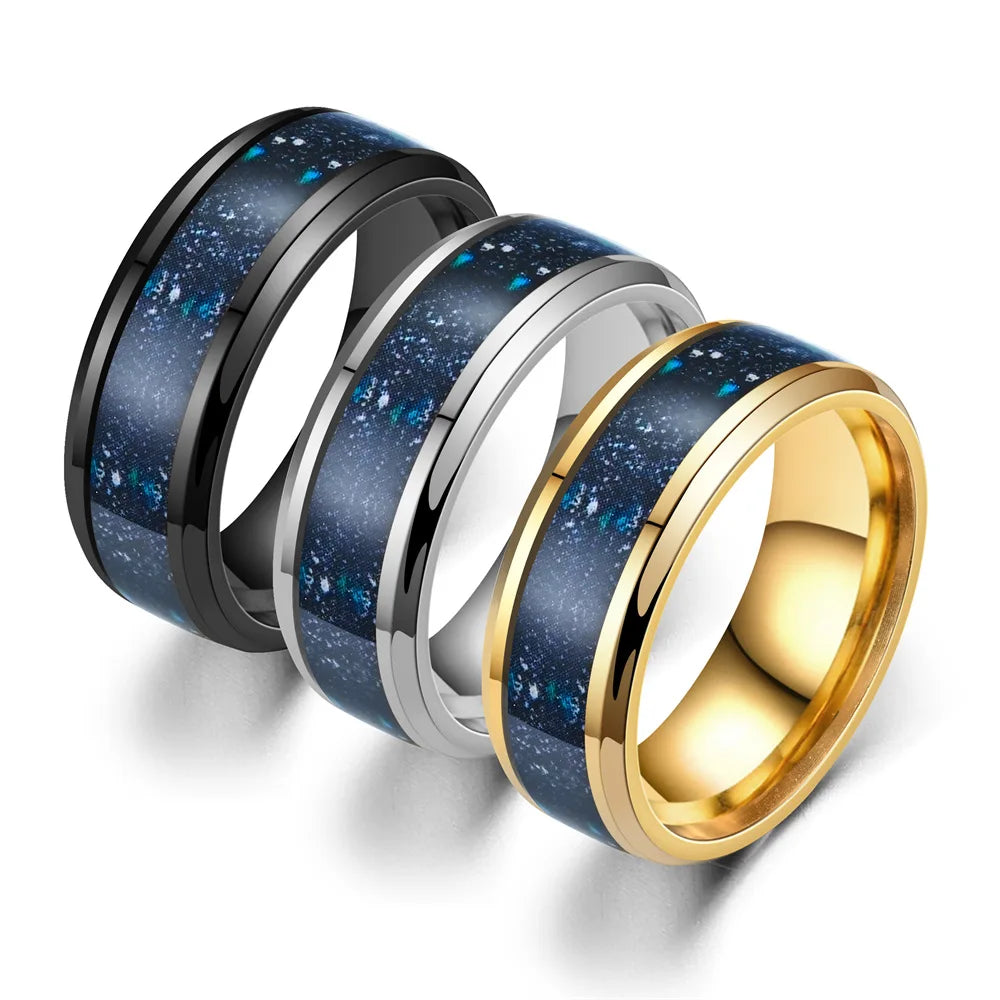 2024 XUANCUI Fashion New Design Stainless Steel Lapis Lazuli Stone Inlay Tungsten Ring