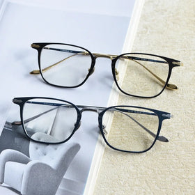 2026 square Optical Men Titanium Alloy Eyeglasses Frames Eyewear Flexible Temples Legs Ip Electroplating Alloy Spectacles