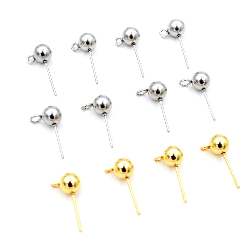 30pcs/Lot 3/4/5/6mm Stainless Steel Pin Findings Stud Earring Basic Pins Stoppers Connector for DIY Jewelry Making Supplies