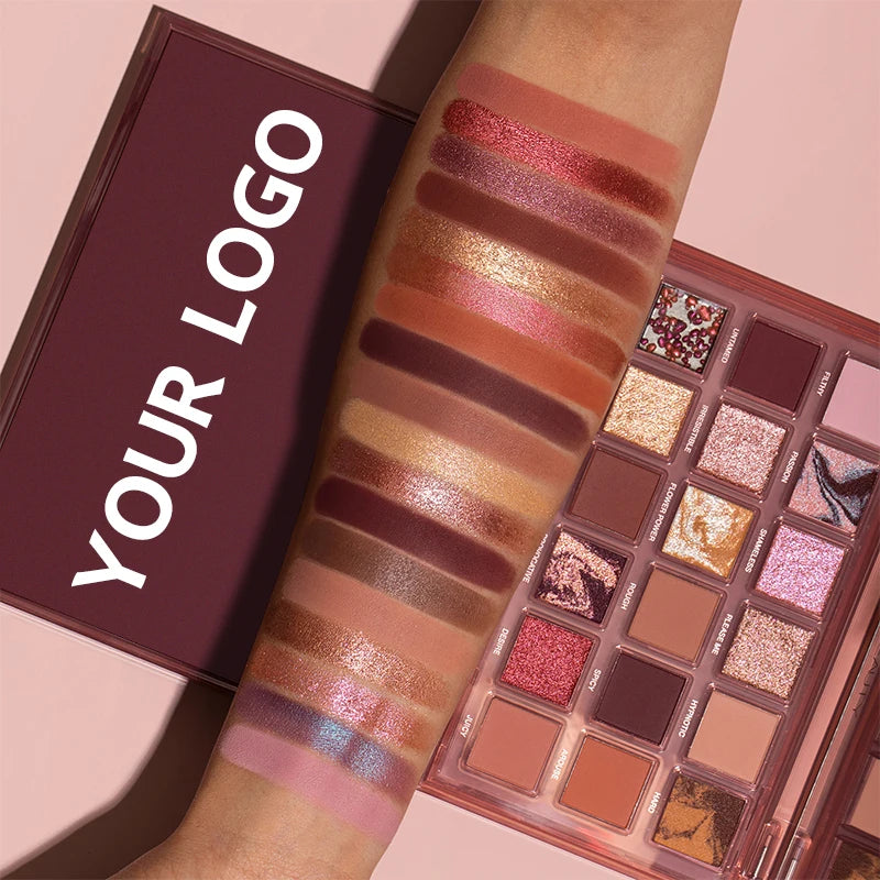 Wholesale Cosmetic Custom logo Makeup Palletes Packaging Eye Shadow 18 Colors Customized Shaped Eyeshadow Palette  Highpigmente