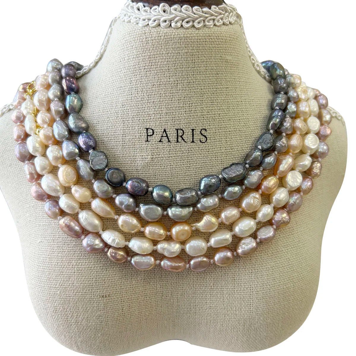 16-18 Inch 100% NATURE FRESHWATER Baroque PEARL Choker NECKLACE-good Quality-brass 18k Gold Plated Clasp Waterproof